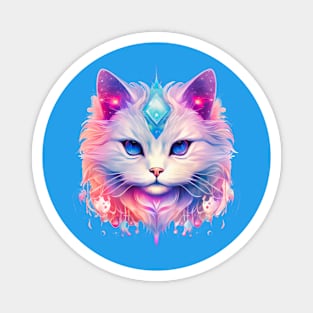 Teal Purple Celestial Cat Magnet